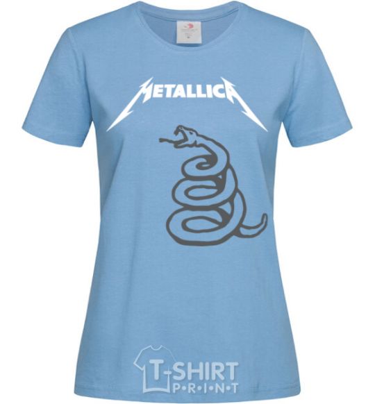 Women's T-shirt Metallika snake sky-blue фото