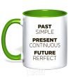 Mug with a colored handle Past present future kelly-green фото