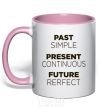 Mug with a colored handle Past present future light-pink фото