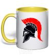 Mug with a colored handle Helmet yellow фото