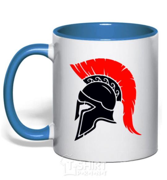 Mug with a colored handle Helmet royal-blue фото