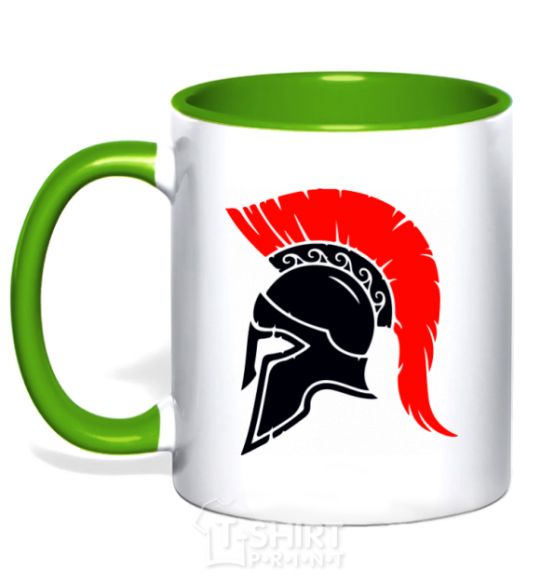 Mug with a colored handle Helmet kelly-green фото