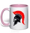 Mug with a colored handle Helmet light-pink фото