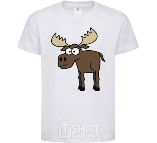 Kids T-shirt The moose is standing White фото