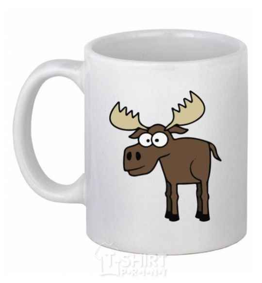 Ceramic mug The moose is standing White фото