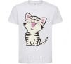 Kids T-shirt Kitten yawns White фото