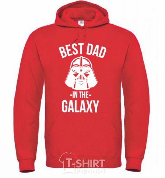 Мужская толстовка (худи) Best dad in the galaxy Ярко-красный фото