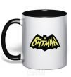 Mug with a colored handle Batmans print black фото