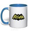 Mug with a colored handle Batmans print royal-blue фото