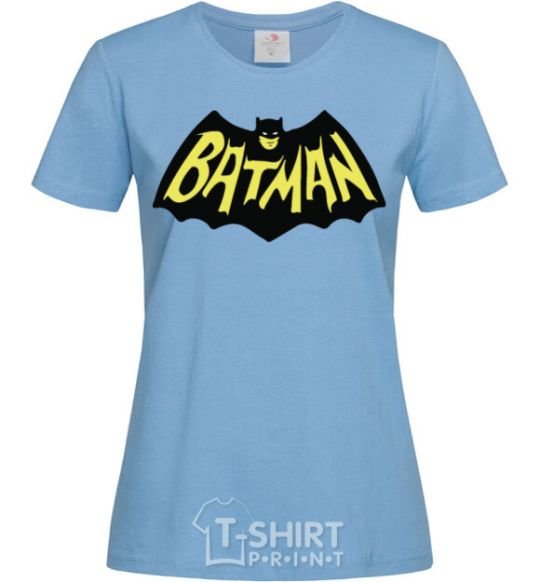 Women's T-shirt Batmans print sky-blue фото