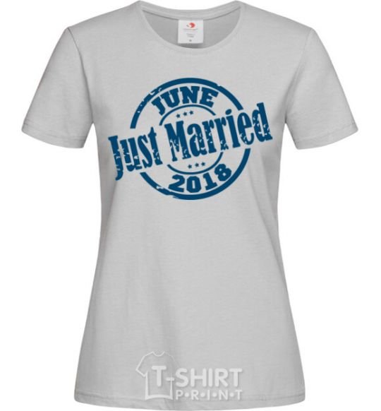 Women's T-shirt Just Married June 2018 grey фото