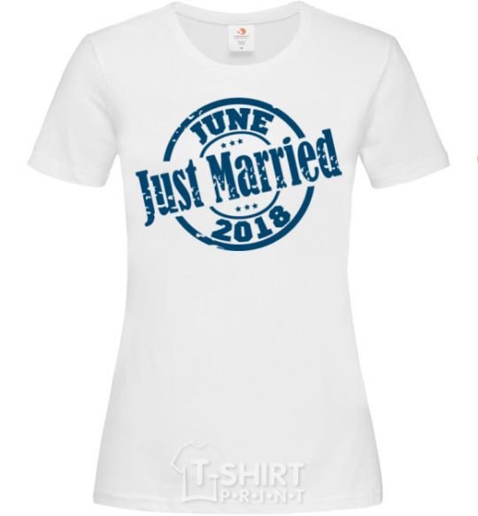 Women's T-shirt Just Married June 2018 White фото