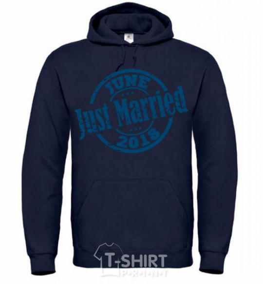 Men`s hoodie Just Married June 2018 navy-blue фото