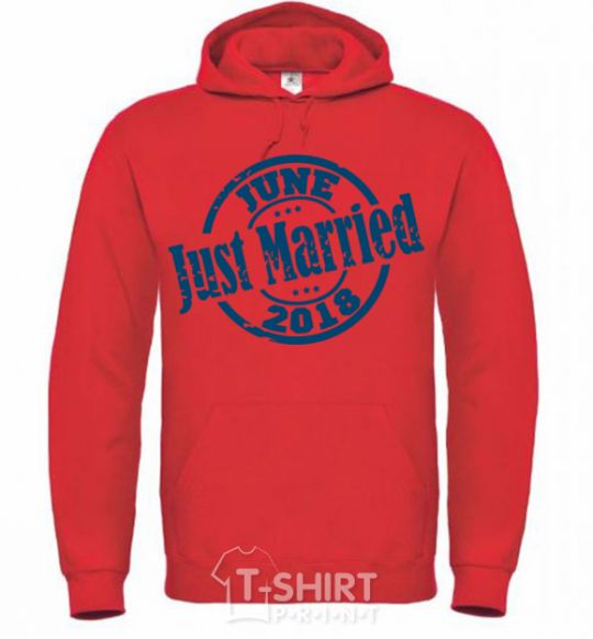 Men`s hoodie Just Married June 2018 bright-red фото