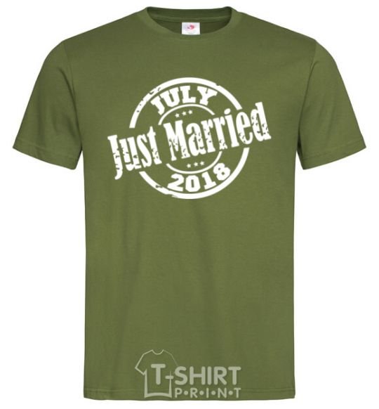 Men's T-Shirt Just Married July 2018 millennial-khaki фото