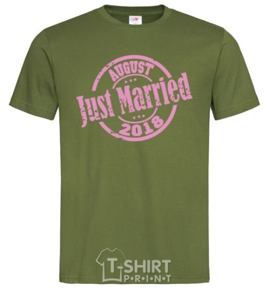 Men's T-Shirt Just Married August 2018 millennial-khaki фото