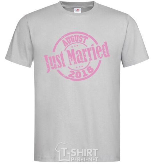 Men's T-Shirt Just Married August 2018 grey фото