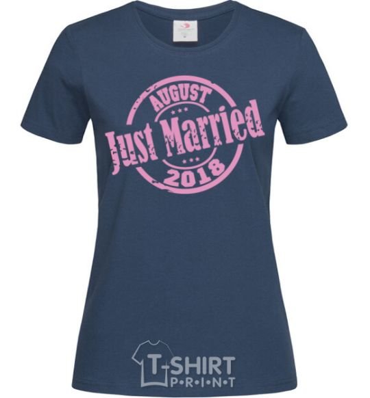 Women's T-shirt Just Married August 2018 navy-blue фото