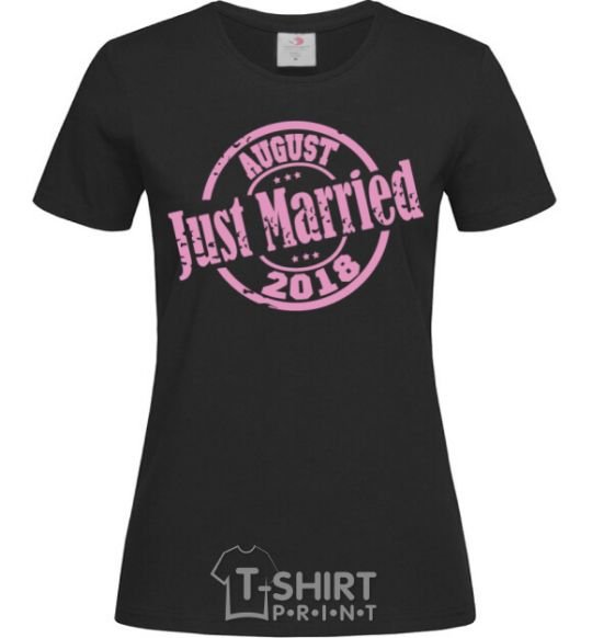 Women's T-shirt Just Married August 2018 black фото