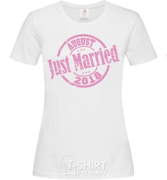 Women's T-shirt Just Married August 2018 White фото