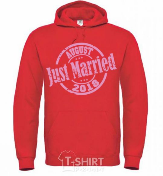 Men`s hoodie Just Married August 2018 bright-red фото