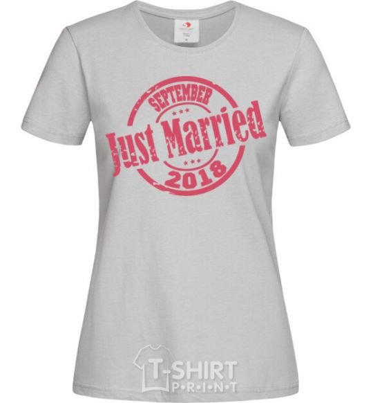 Women's T-shirt Just Married September 2018 grey фото