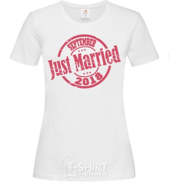 Women's T-shirt Just Married September 2018 White фото