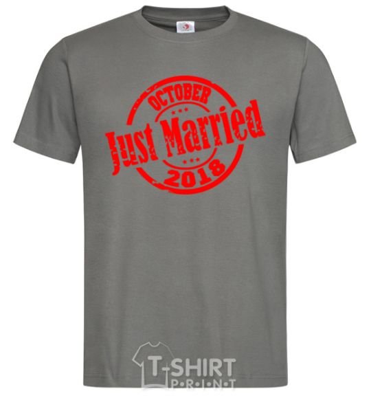 Men's T-Shirt Just Married October 2018 dark-grey фото