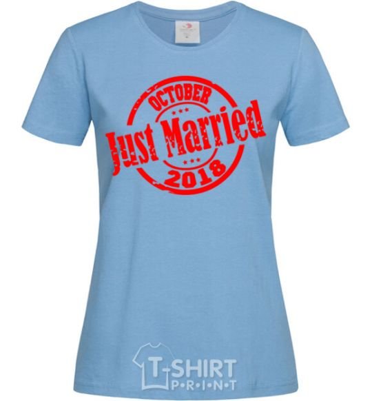 Женская футболка Just Married October 2018 Голубой фото