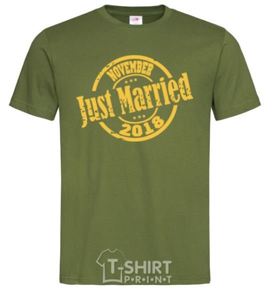 Men's T-Shirt Just Married November 2018 millennial-khaki фото