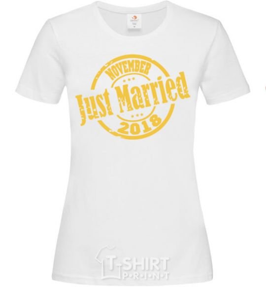 Women's T-shirt Just Married November 2018 White фото