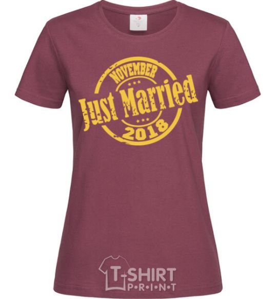 Women's T-shirt Just Married November 2018 burgundy фото