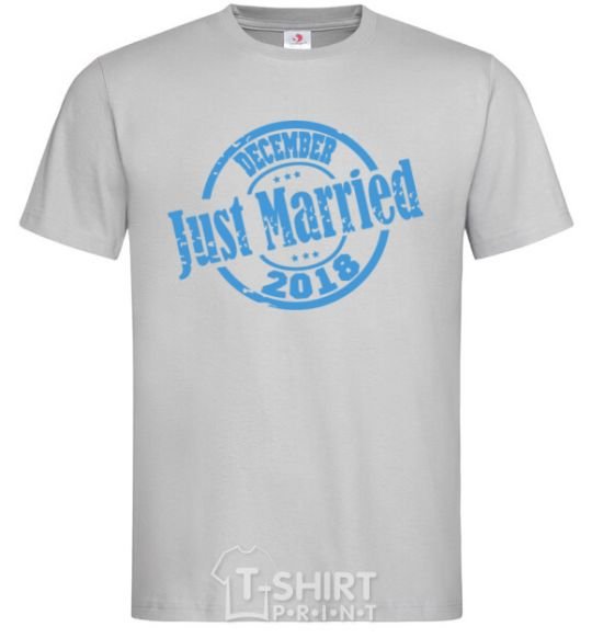 Men's T-Shirt Just Married December 2018 grey фото