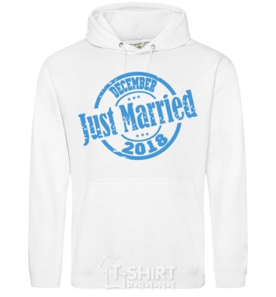 Men`s hoodie Just Married December 2018 White фото