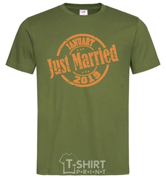 Men's T-Shirt Just Married January 2019 millennial-khaki фото