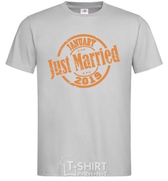 Men's T-Shirt Just Married January 2019 grey фото