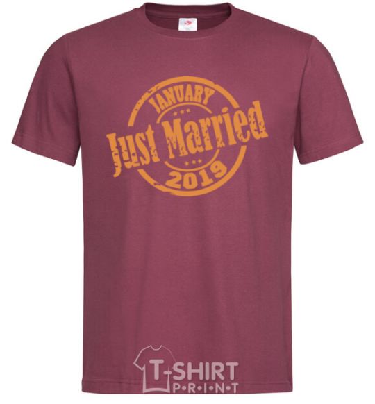 Мужская футболка Just Married January 2019 Бордовый фото