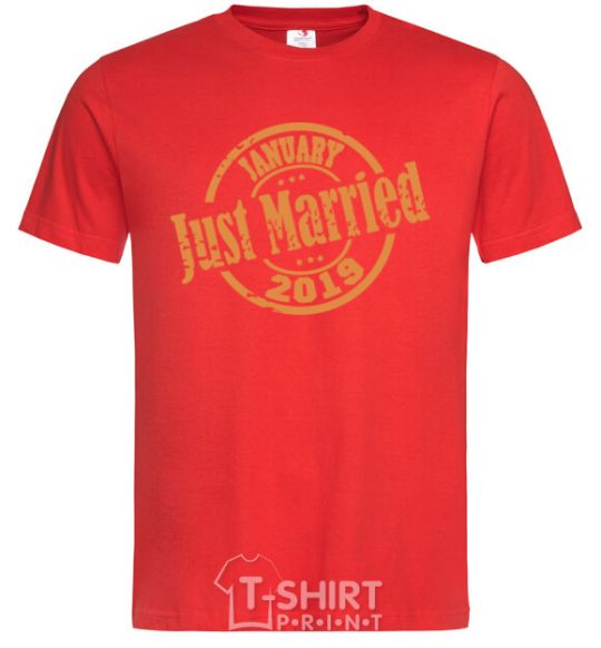 Мужская футболка Just Married January 2019 Красный фото