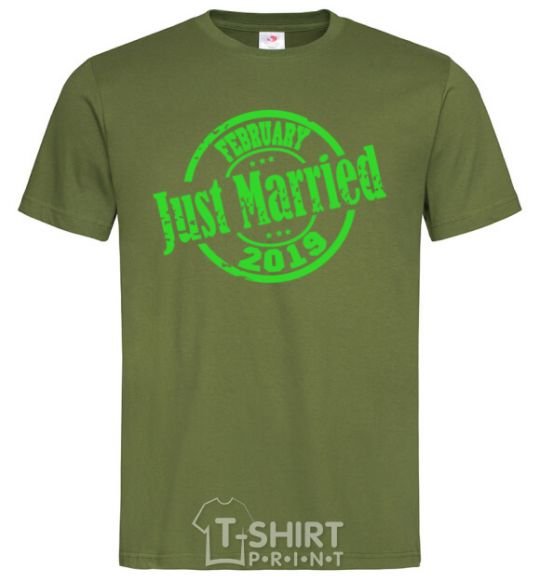 Men's T-Shirt Just Married February 2019 millennial-khaki фото