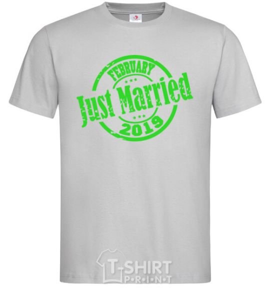 Men's T-Shirt Just Married February 2019 grey фото