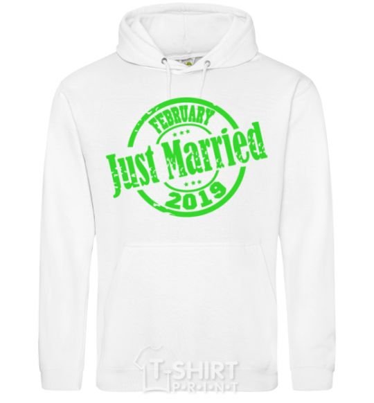 Men`s hoodie Just Married February 2019 White фото