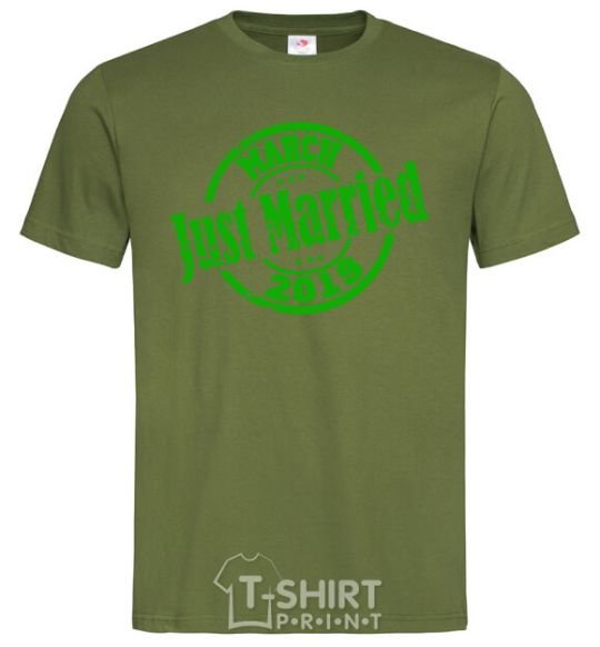 Men's T-Shirt Just Married March 2019 millennial-khaki фото