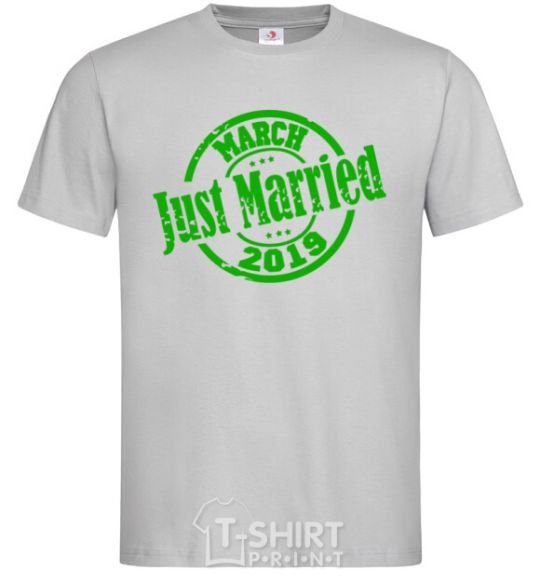 Men's T-Shirt Just Married March 2019 grey фото