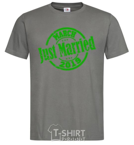 Men's T-Shirt Just Married March 2019 dark-grey фото