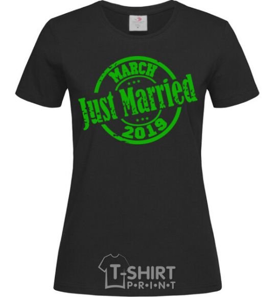 Women's T-shirt Just Married March 2019 black фото