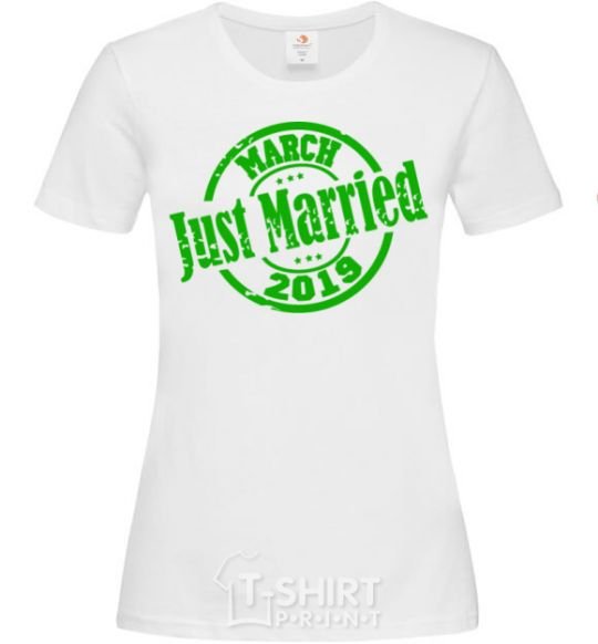 Women's T-shirt Just Married March 2019 White фото