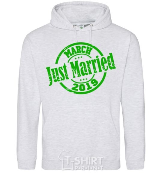 Men`s hoodie Just Married March 2019 sport-grey фото