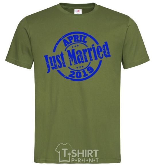 Men's T-Shirt Just Married April 2019 millennial-khaki фото