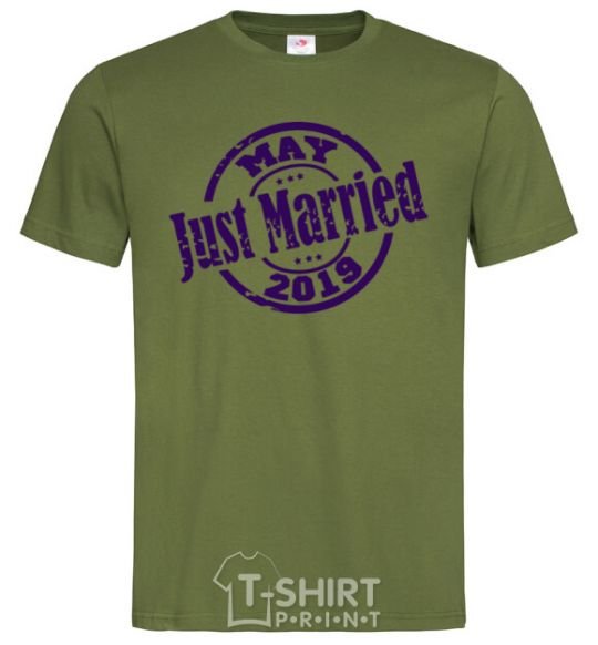 Men's T-Shirt Just Married May 2019 millennial-khaki фото