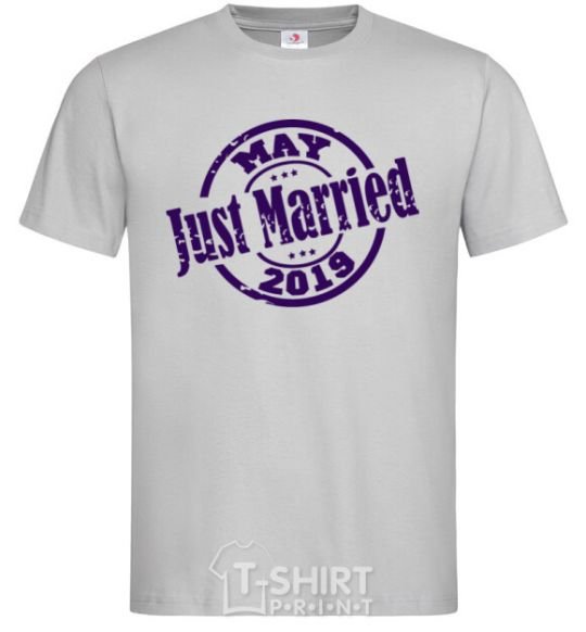 Men's T-Shirt Just Married May 2019 grey фото